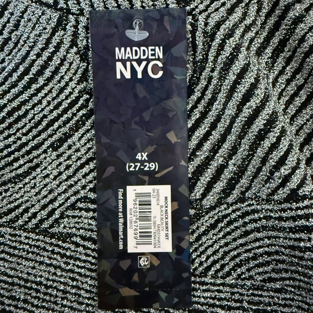 Madden NYC by Steve Madden Metallic Mock Neck Top Silver Women's Size 4X New - Picture 10 of 11